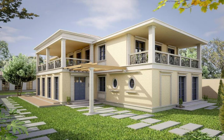 classic villa residential rendering 1