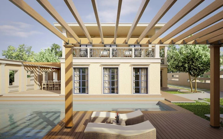 classic villa residential rendering 2