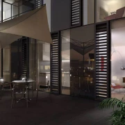 condominium patio night rendering