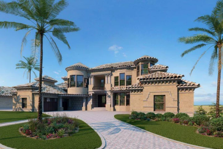 luxury home exterior rendering 