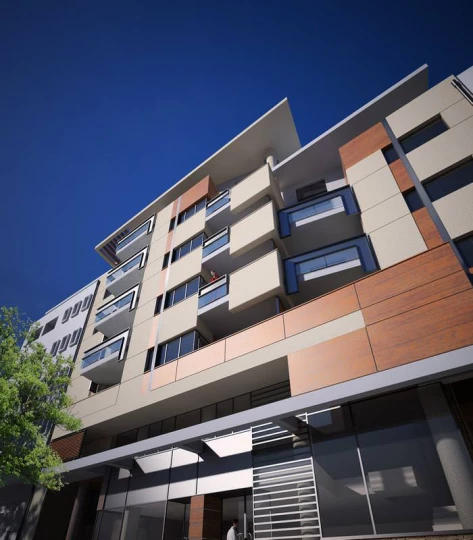 mixed use exterior rendering