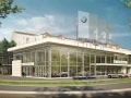 modern car dealership exterior architectural rendering