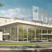modern car dealership exterior architectural rendering