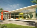 modern retail showroom exterior architectural rendering