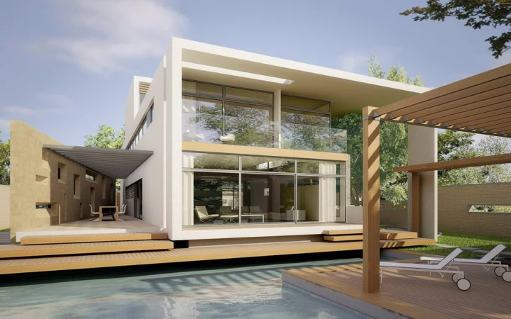 modern villa residential rendering 2