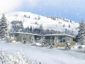 red mountain sky resort cabin winter rendering