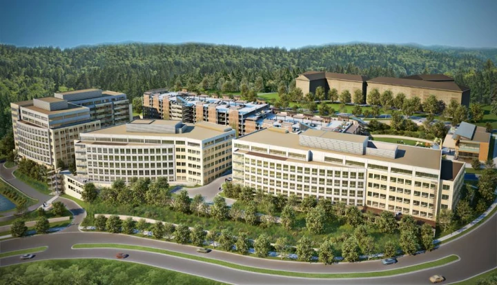 talus corporate campus aerial architectural rendering