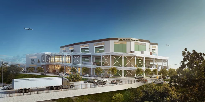 triangle devlopment distribution logistics facility 3d rendering