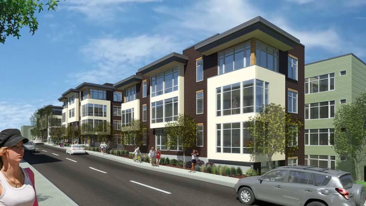 woodland park condominiums exteior 3d rendering 1