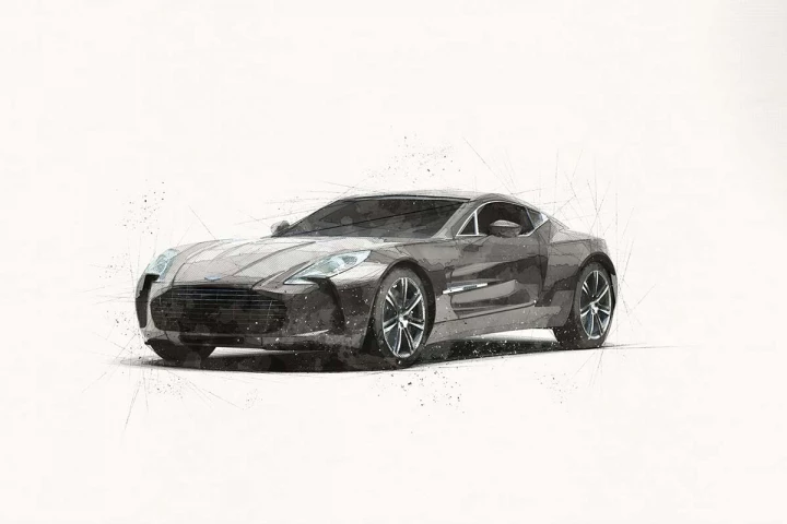 aston martin one 77 marker style automotive illustration