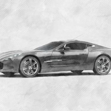 aston martin one 77 sketch style automotive illustration