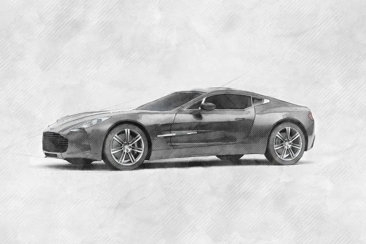 aston martin one 77 sketch style automotive illustration4