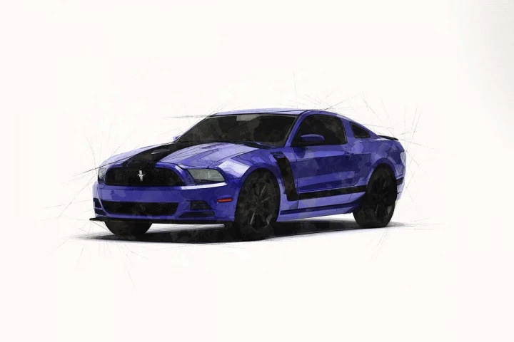 ford mustang boss marker style automotive illustration