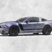 ford mustang boss sketch style automotive illustration