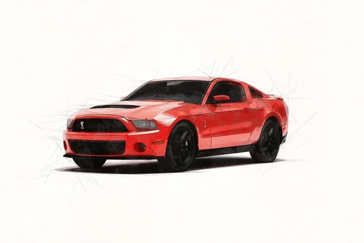 ford mustang shelby marker style automotive illustration