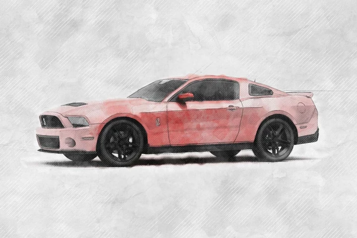 ford mustang shelby sketch style automotive illustration