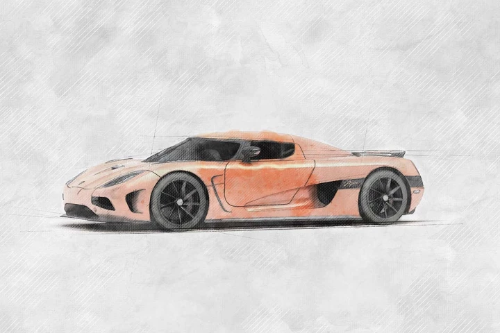 koenigsegg agera sketch style automotive illustration