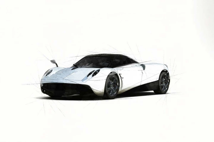 pagani huayra marker style automotive illustration