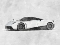 pagani huayra sketch style automotive illustration