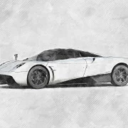 pagani huayra sketch style automotive illustration