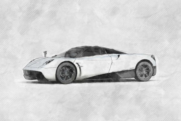 pagani huayra sketch style automotive illustration