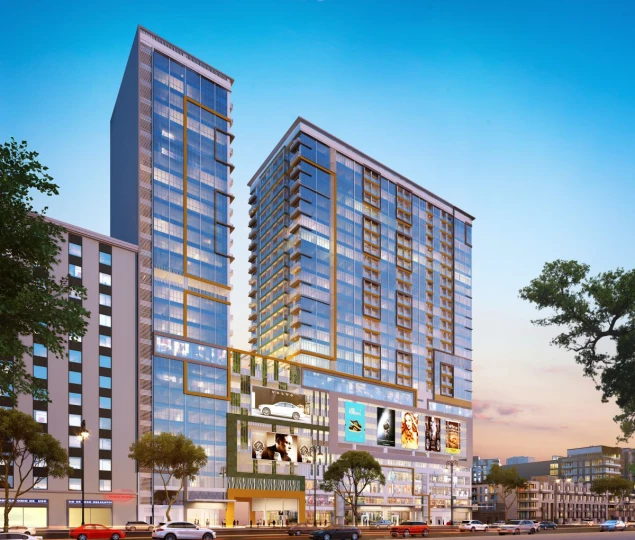 milimewa mixed use exterior dusk rendering