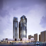 tower highrise concept2 dusk architectural rendering 2