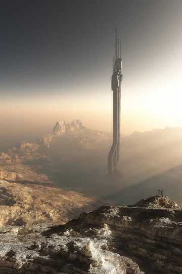mars space tower digital illustration