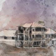 rudd residential house watercolor rendering illustration