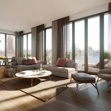 living room, interior rendering