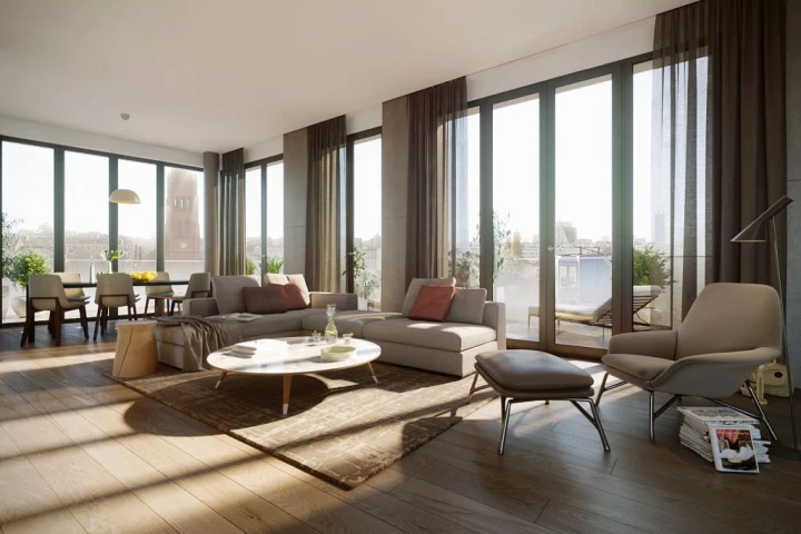 living room, interior rendering
