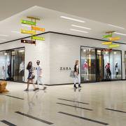 luxury building, interior rendering, retail mall