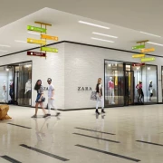 luxury building, interior rendering, retail mall