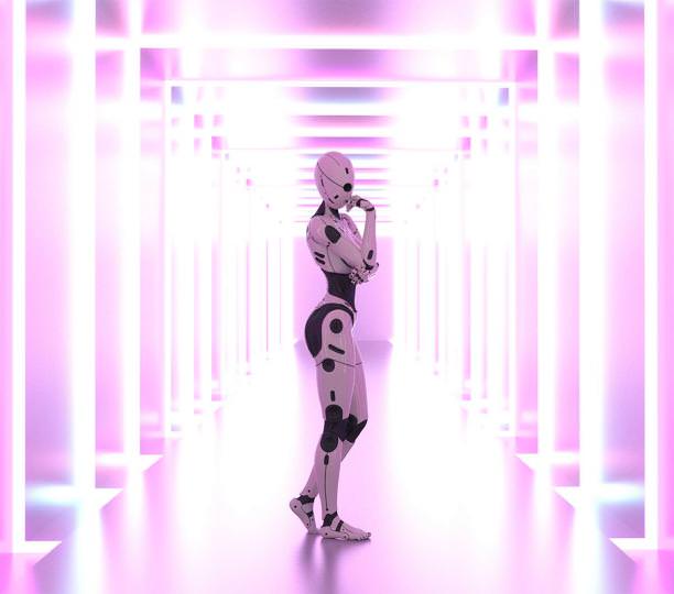 scifi robot neon corridor 1