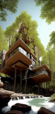 ai canti levered modern wilderness treehouse