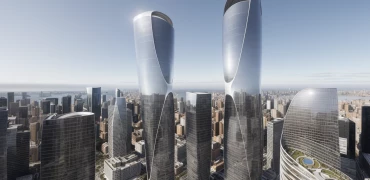 ai futuristic twin towers day summer