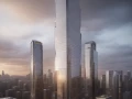 ai skyscraper overcast sunset