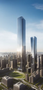 ai skyscraper park summer day