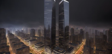ai twin tower night