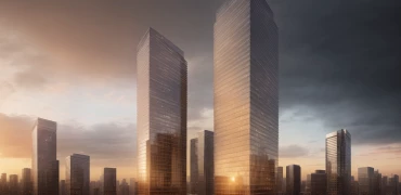 ai twin tower overcast sunrise