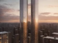 ai twin tower sunset