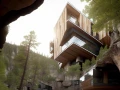 ai modern cabin over stream