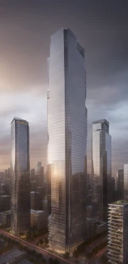 ai skyscraper overcast sunset