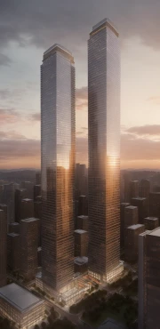 ai twin tower sunset