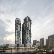 tower highrise concept2 dusk architectural rendering 2