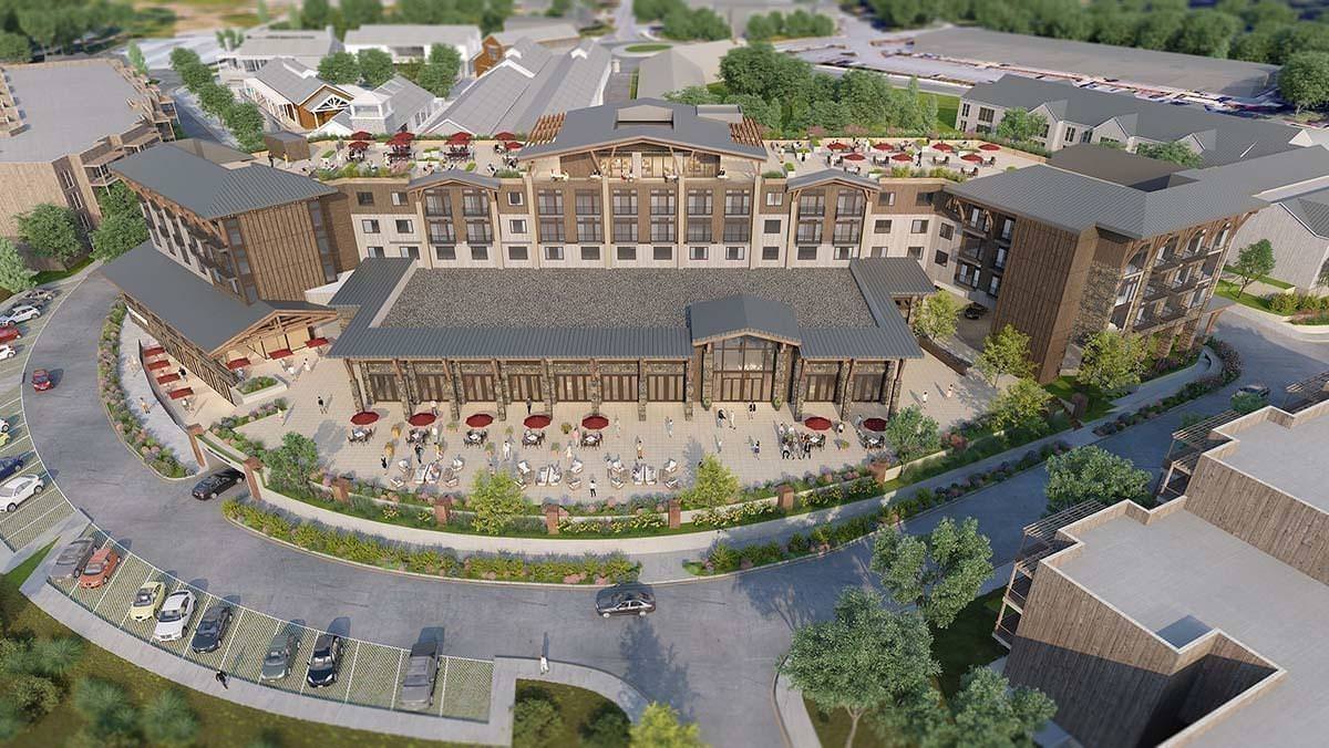 Woodenville Hotel Aerial Rendering