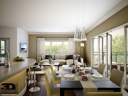 Interior Rendering of Dining Room