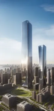 ai skyscraper park summer day