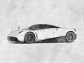 pagani huayra sketch style automotive illustration