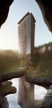 ai wilderness tower sunrise framed